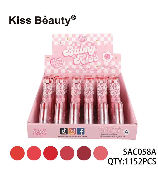 Labiales Mate Surtido de Tonos Balmy Kiss de Kiss Beauty