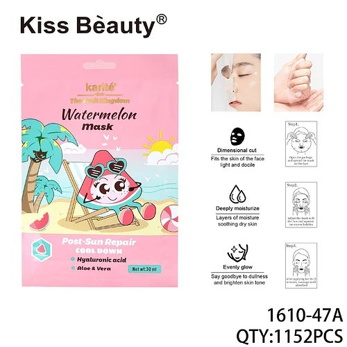 Mascarilla Facial Reparadora Post-Sol Sandía Kiss Beauty - Chuys Beautys | Chuy's Beautys