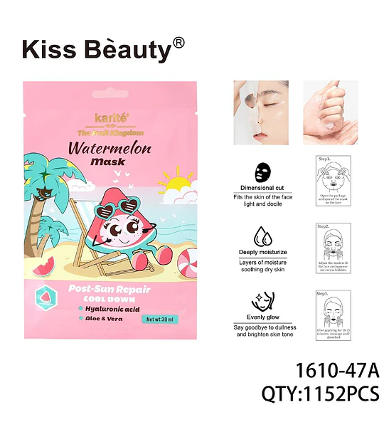 Mascarilla Facial Reparadora Post-Sol Sandía Kiss Beauty