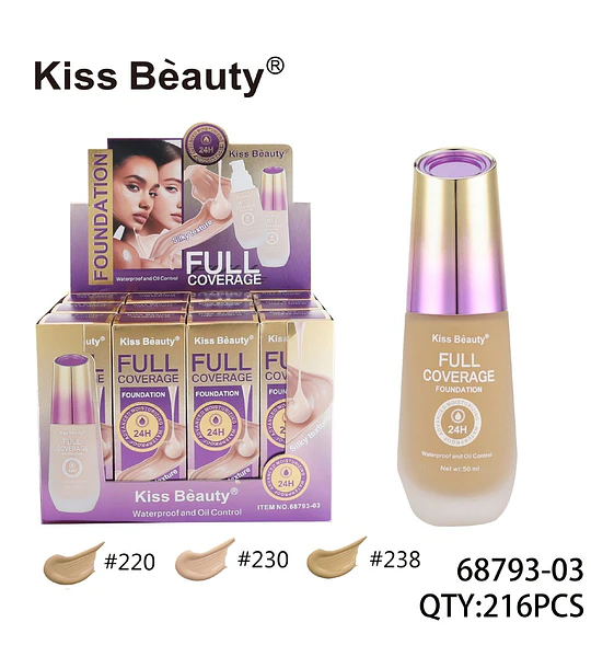 Base de Maquillaje Full Coverage Kiss Beauty 24H Waterproof