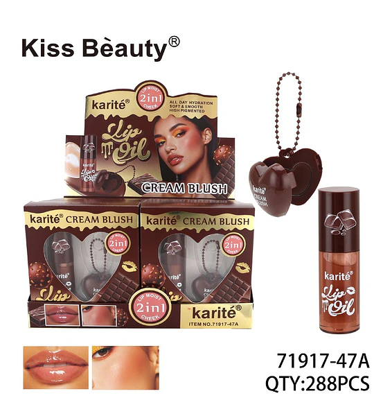Aceite Labial y Rubor en Crema Karité 2 en 1 con Aroma a Chocolate