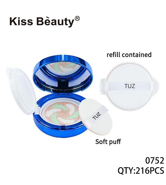 Base de maquillaje cushion Kiss Bèauty con efecto corrector y acabado natural, incluye repuesto