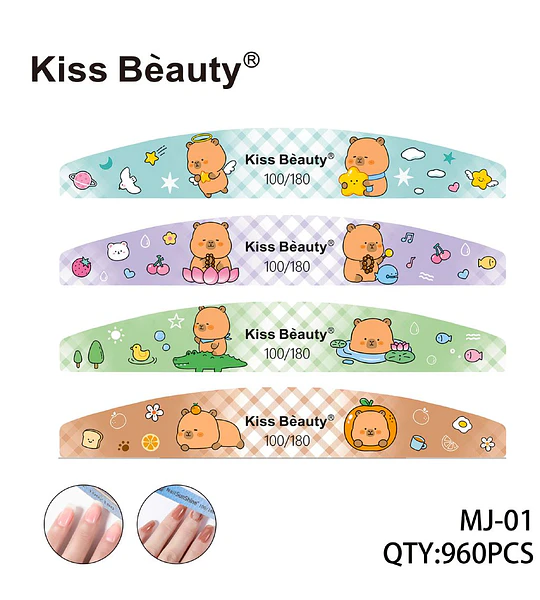 Limas de uñas Kiss Bèauty con diseño de osos y doble grano 100/180