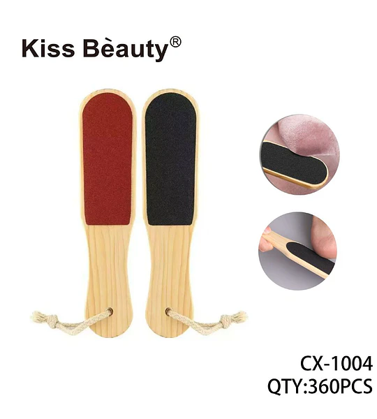 Lima para pies doble cara de madera Kiss Beauty para pedicura
