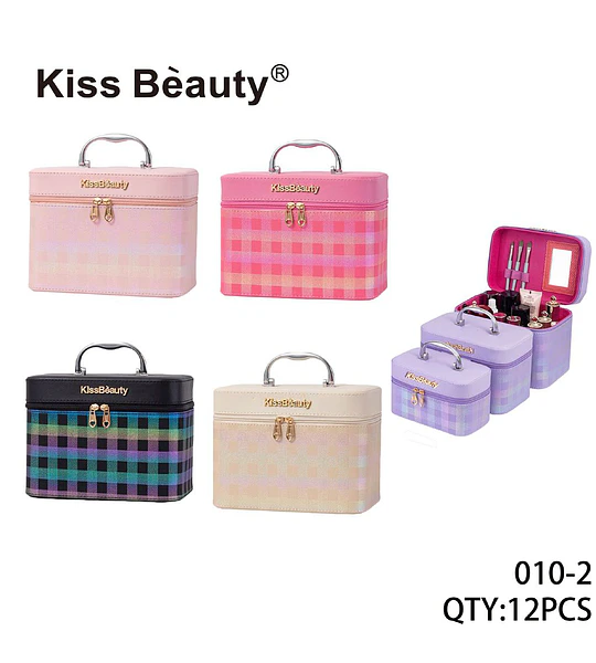 Estuche Organizador de Maquillaje Portátil Kiss Beauty con Diseño Elegante