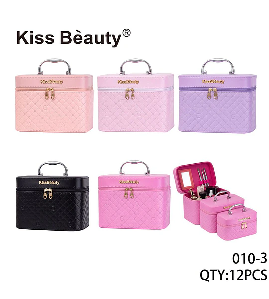 Estuche organizador de maquillaje portátil acolchado Kiss Bèauty