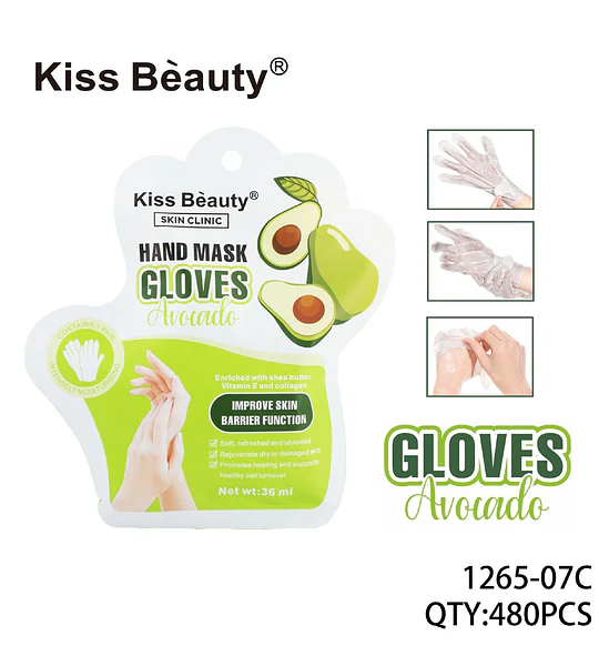 Mascarilla de Manos Guantes Hidratantes de Aguacate Kiss Beauty