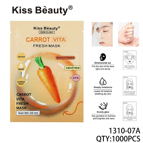 Mascarilla facial de zanahoria Kiss Bèauty para hidratación y luminosidad - Chuys Beautys | Chuy's Beautys