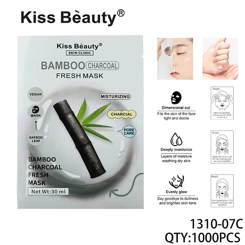 Mascarilla Facial Hidratante de Carbón de Bambú Kiss Bèauty para Cuidado de Poros - Chuys Beautys | Chuy's Beautys