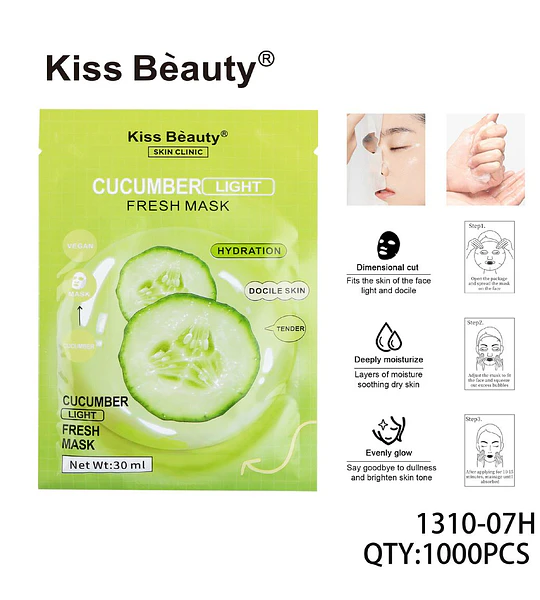 Mascarilla Facial Fresca de Pepino Hidratante Kiss Bèauty