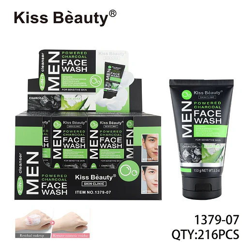 Limpiador Facial 2 en 1 Carbón Activado y Aloe Vera para Hombres Kiss Beauty - Chuys Beautys | Chuy's Beautys