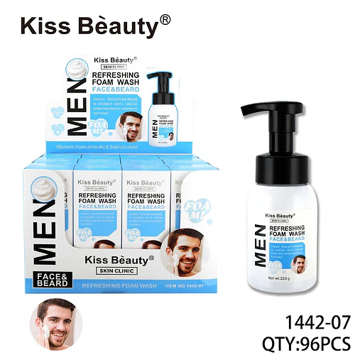 Limpiador Facial y Barba en Espuma Refrescante para Hombres Kiss Beauty - Chuys Beautys | Chuy's Beautys