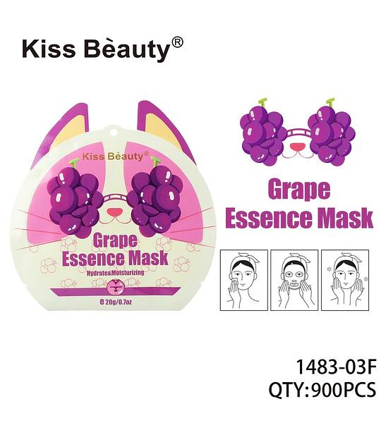 Mascarilla Facial de Esencia de Uva Hidratante Kiss Bèauty