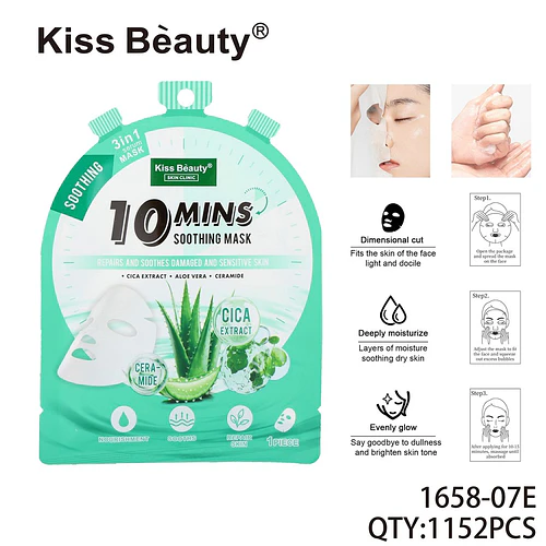 Mascarilla Facial Calmante 10 Minutos con Cica y Ceramida Kiss Beauty - Chuys Beautys | Chuy's Beautys
