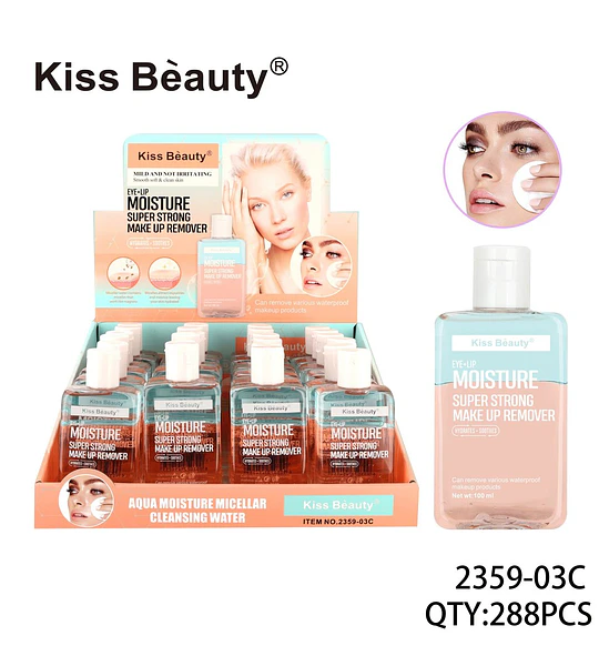 Desmaquillante bifásico Kiss Beauty Eye+Lip súper fuerte hidratante 100ml