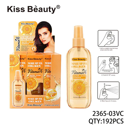 Esencia Fijadora de Maquillaje con Colágeno y Vitamina C Kiss Beauty - Chuys Beautys | Chuy's Beautys