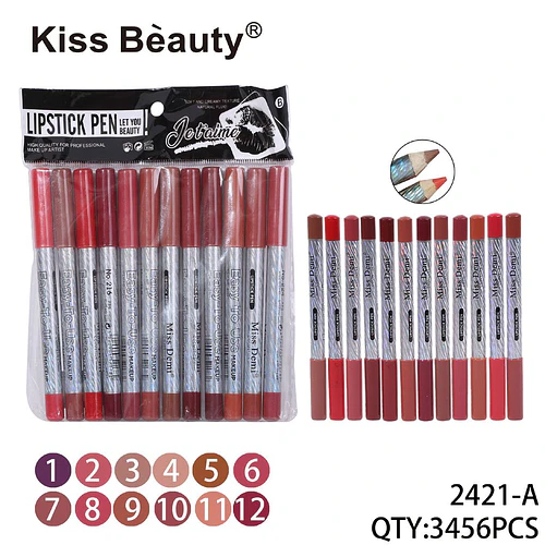 Set de 12 Lápices Labiales Cremosos Kiss Beauty Tono Variado - Chuys Beautys | Chuy's Beautys