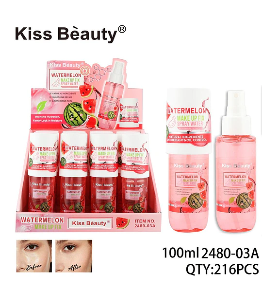 Spray Fijador de Maquillaje Kiss Beauty Watermelon 100ml