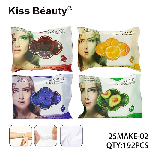 Toallitas desmaquillantes Kiss Beauty con extractos naturales, 25 unidades - Chuys Beautys | Chuy's Beautys