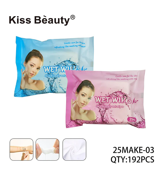Toallitas húmedas desmaquillantes suaves Kiss Bèauty para piel sensible