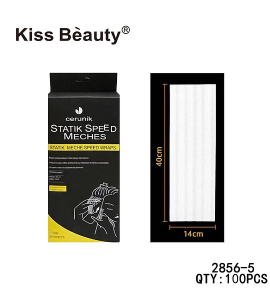 Papel para Mechas Statik Speed Cerunik Kiss Bèauty 100 Hojas