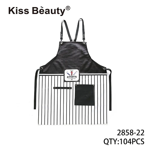 Delantal de barbero profesional Kiss Bèauty con diseño a rayas y bolsillos - Chuys Beautys | Chuy's Beautys