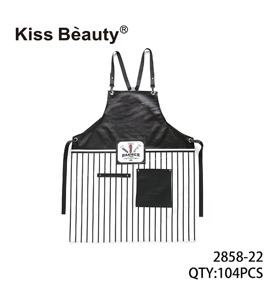Delantal de barbero profesional Kiss Bèauty con diseño a rayas y bolsillos