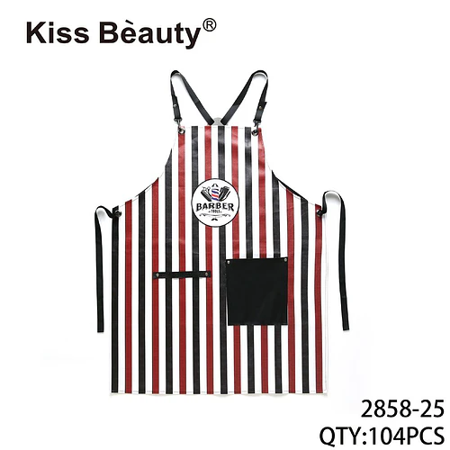 Delantal de barbero Kiss Bèauty a rayas ajustable con bolsillos - Chuys Beautys | Chuy's Beautys