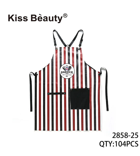 Delantal de barbero Kiss Bèauty a rayas ajustable con bolsillos