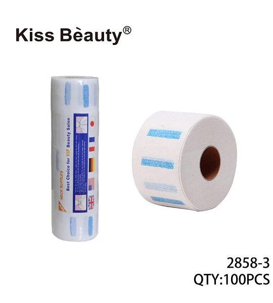 Tiras de cuello desechables Kiss Bèauty para peluquería y barbería
