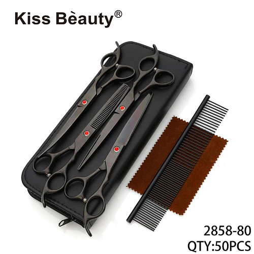 Set de Tijeras Profesionales para Peluquería Kiss Bèauty de Acero Inoxidable Negro - Chuys Beautys | Chuy's Beautys