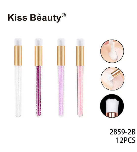 Kiss Bèauty Set de 12 Cepillos Limpiadores de Pestañas y Rostro con Glitter