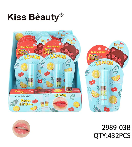 Bálsamo labial hidratante Kiss Bèauty Power+ sabor limón