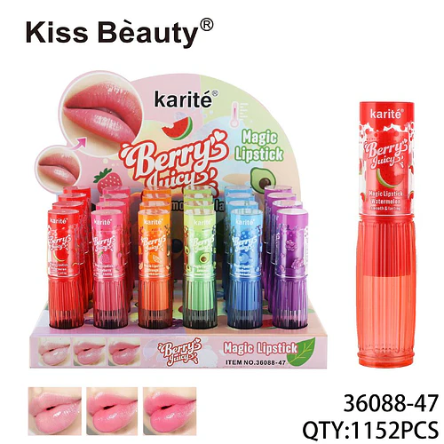 Lápiz Labial Mágico Frutal Hidratante Karité Kiss Bèauty Berry's Juicy - Chuys Beautys | Chuy's Beautys