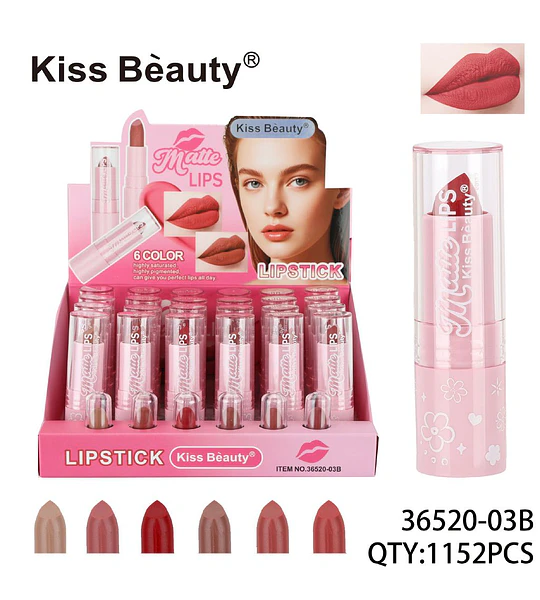 Labial Mate Altamente Pigmentado Kiss Beauty de Larga Duración