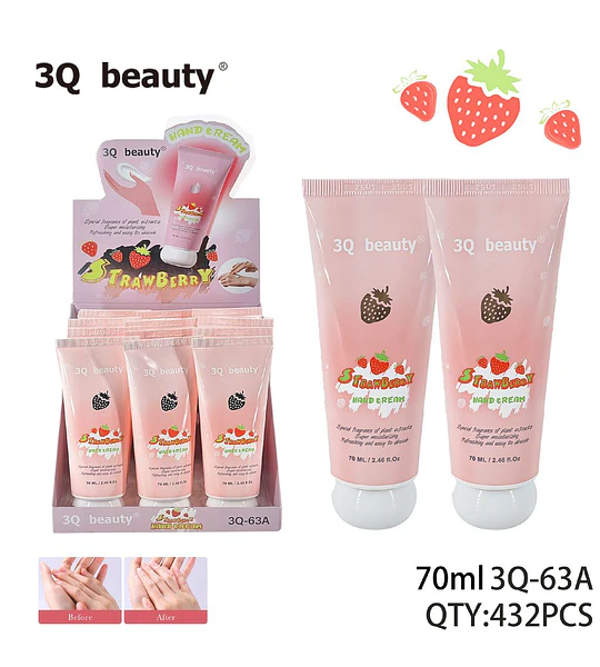 Crema de Manos Hidratante Fresa 3Q Beauty 70ml