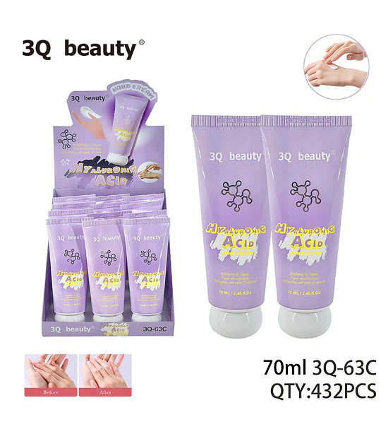 Crema de manos hidratante y reparadora con Ácido Hialurónico 3Q beauty