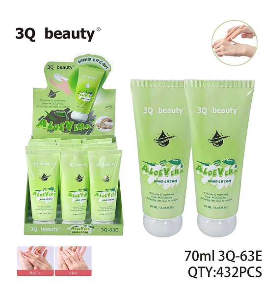 Crema de Manos Hidratante y Blanqueadora Aloe Vera 3Q beauty 70ml