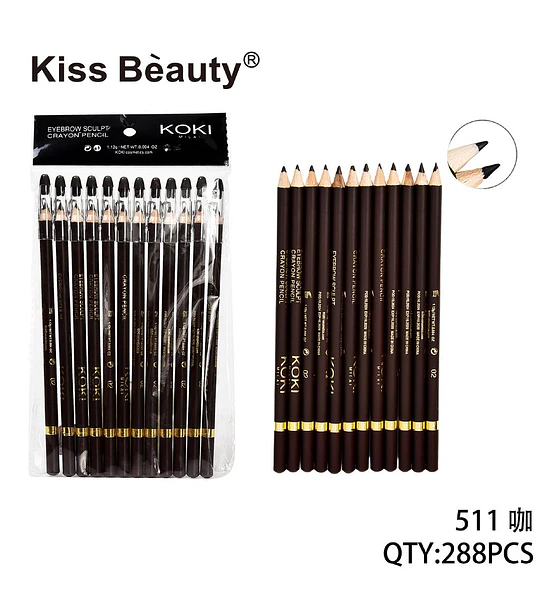 Lápiz de Cejas Escultor Crayon Kiss Beauty KOKI MILAN Tono Café Oscuro