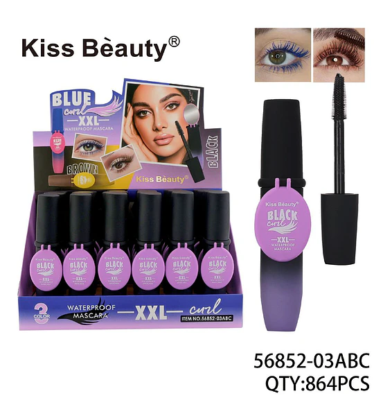 Rímel de Pestañas Kiss Beauty Waterproof XXL Curl Negro