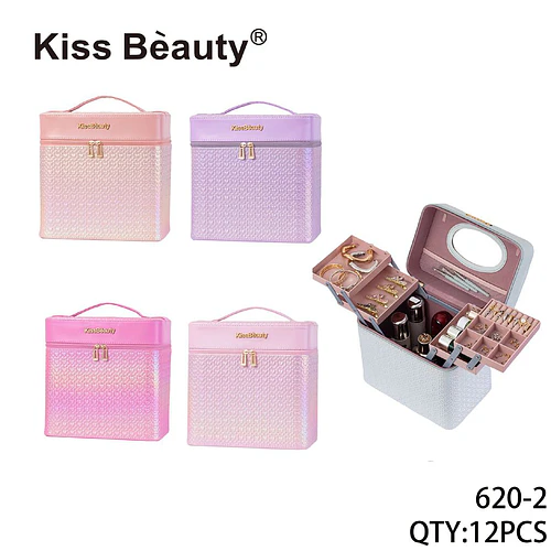 Organizador de Maquillaje Portátil con Compartimentos Kiss Beauty - Chuys Beautys | Chuy's Beautys
