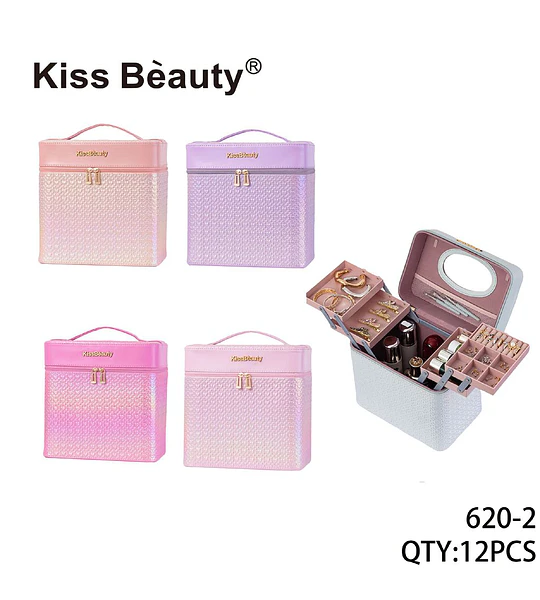 Organizador de Maquillaje Portátil con Compartimentos Kiss Beauty