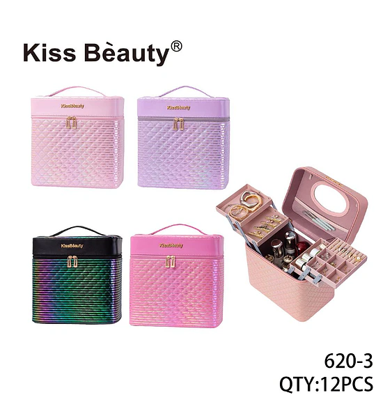 Estuche Organizador de Maquillaje y Joyas Kiss Beauty Portátil