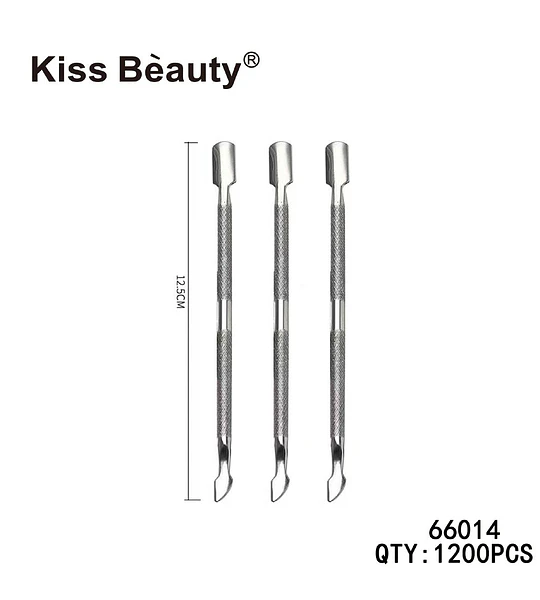 Empujador y removedor de cutículas doble punta Kiss Bèauty 12.5 CM acero inoxidable