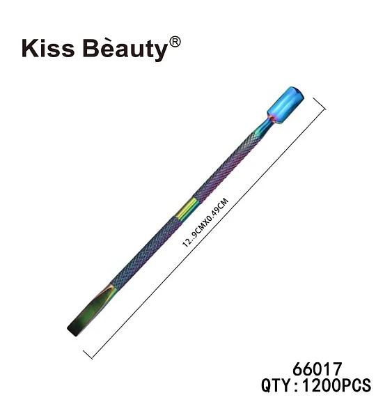 Empujador de cutículas metálico iridiscente doble punta Kiss Bèauty