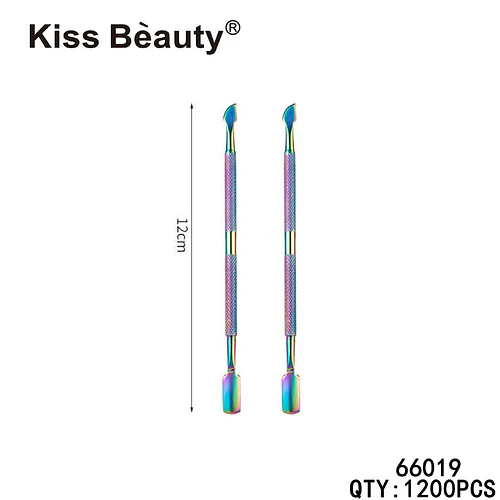 Empujador y raspador de cutículas doble punta iridiscente Kiss Bèauty - Chuys Beautys | Chuy's Beautys