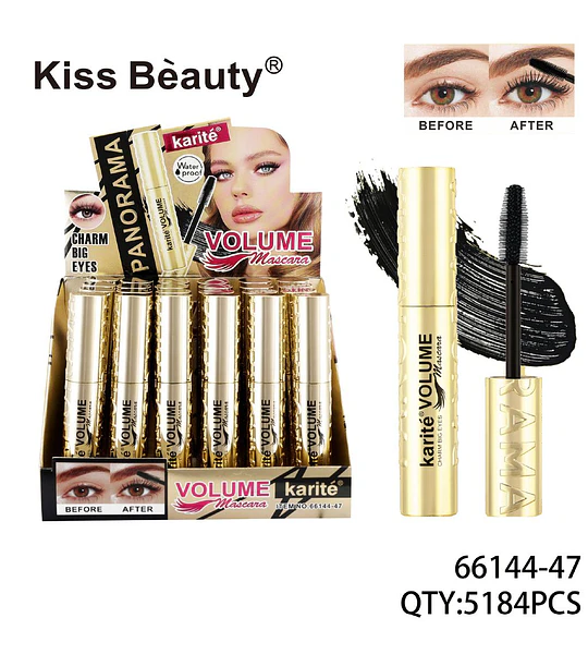 Máscara de Pestañas Volumen Waterproof Kiss Beauty Karité