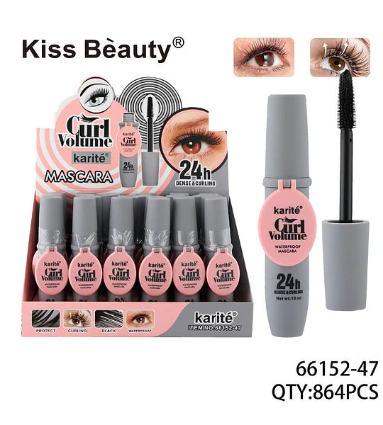 Máscara de Pestañas Karité Curl Volume 24h Densa y Rizada Kiss Beauty
