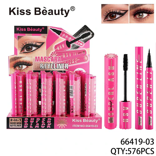 Máscara y Delineador 2 en 1 Super Black Kiss Beauty - Chuys Beautys | Chuy's Beautys