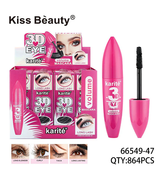 Máscara de Pestañas 3D Eye Volumen y Longitud Karité Kiss Beauty